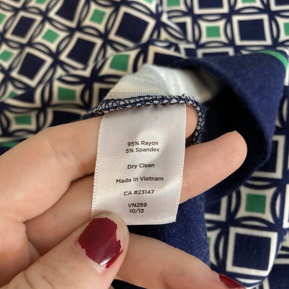 Talbots Women's Green Blue Geometric Ponte Knit Dress Size 10 Old Money Classic - Picture 6 of 11